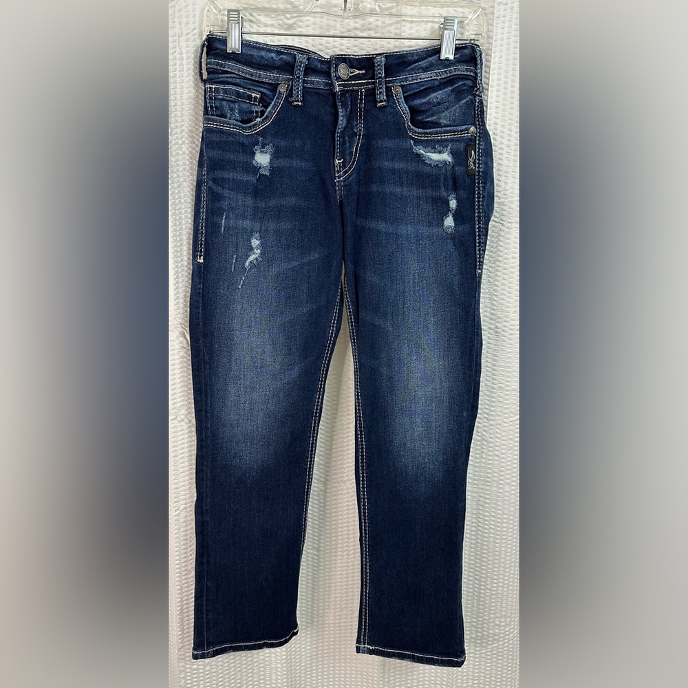 Silver Jeans Co. Distressed Denim Suki Capri